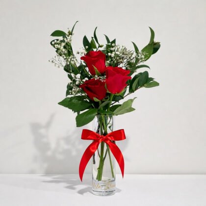 Timeless Red – 3 Rose Vase